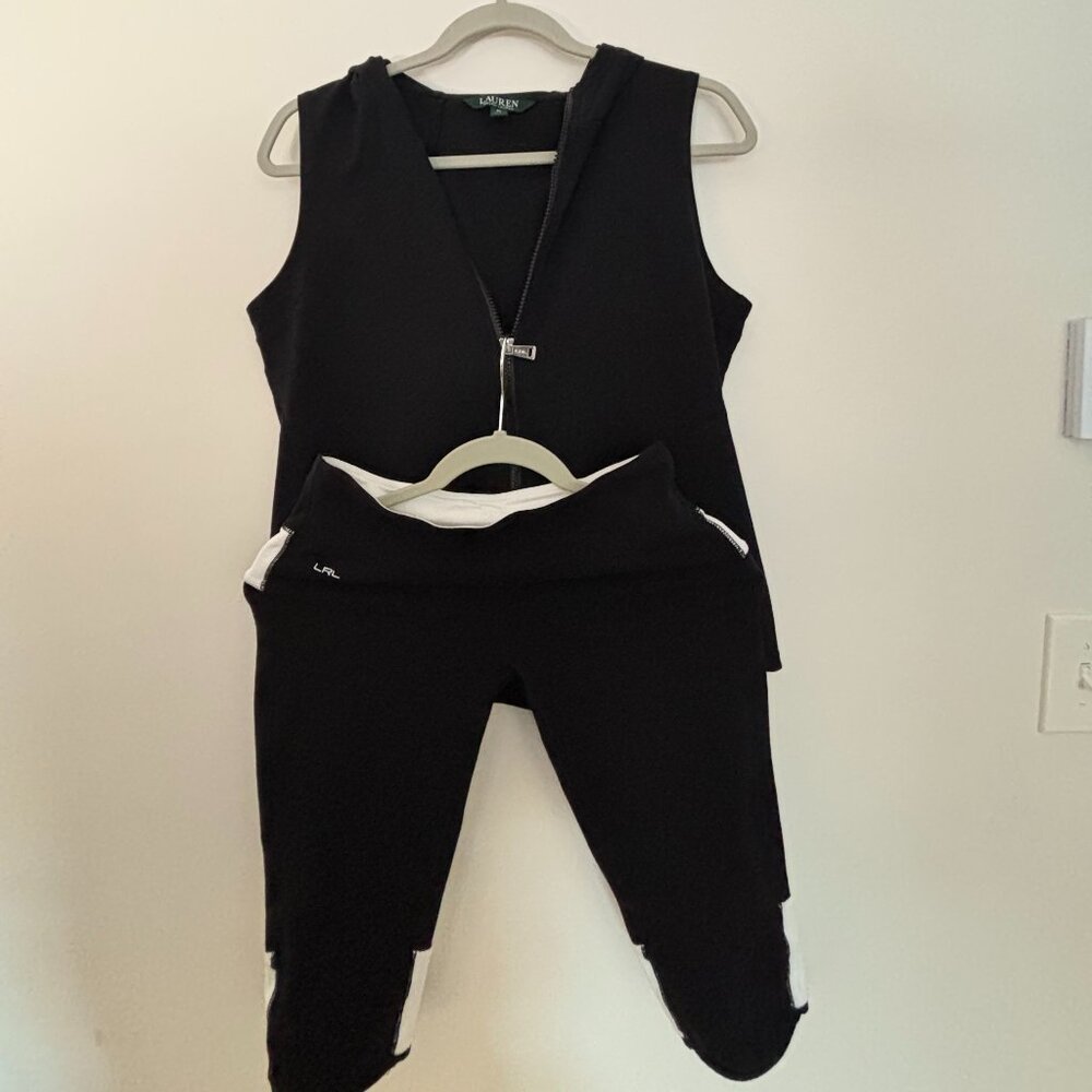 Lauren Ralph Lauren LRL Sport Vest and Capri Set - Black and Cream